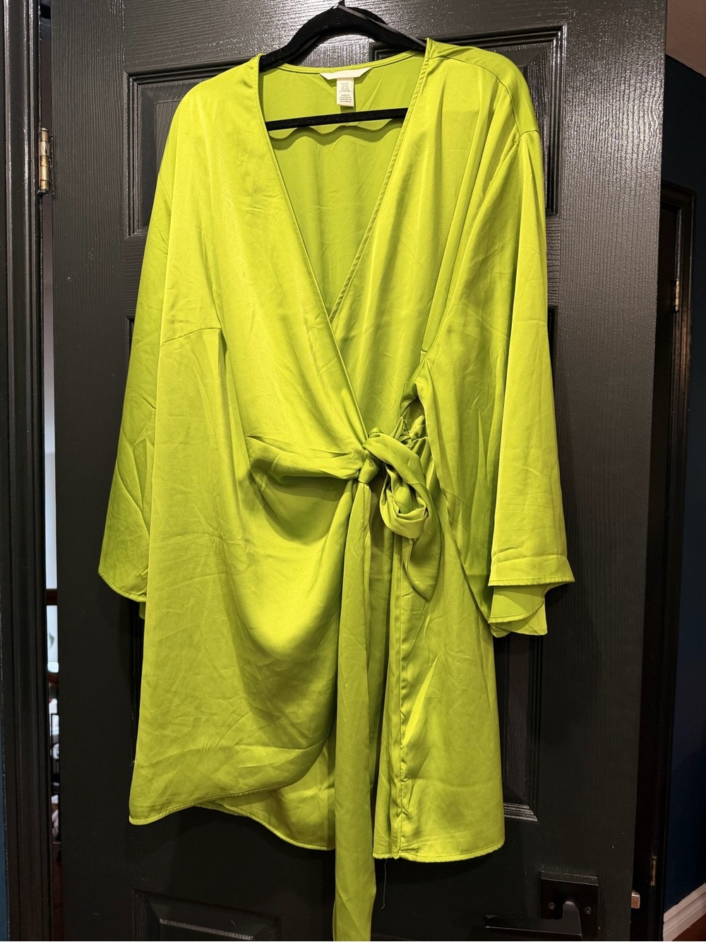 H&M Neon Lime Wrap Tunic with Side Knot